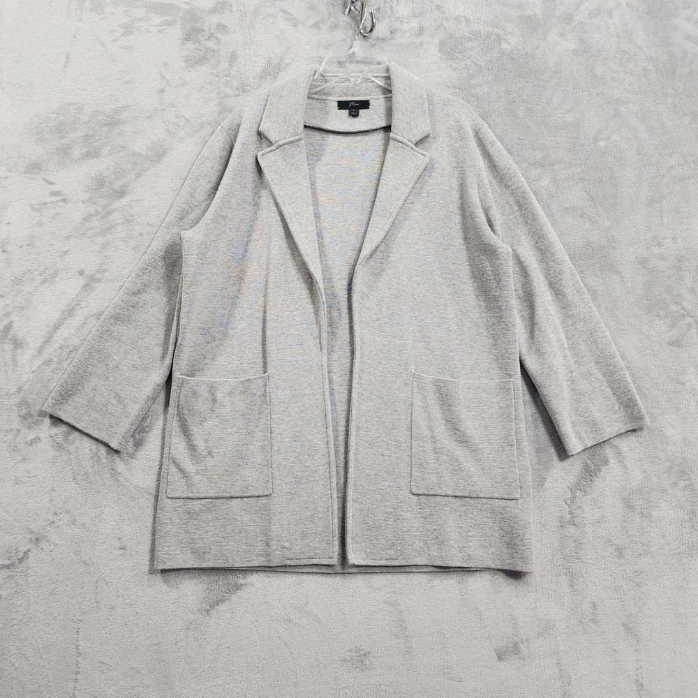 J.Crew Sweater Womens S Gray Merino Wool Blend Sophie Open Front Cardigan Blazer